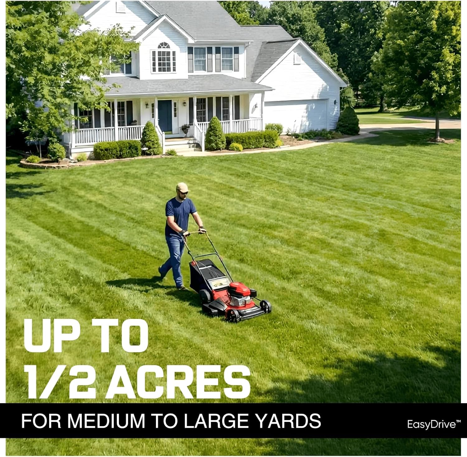 PowerSmart 21-Inch 3-in-1 Gas Self-Propelled Lawn Mower,170CC OHV Engine,Bagging/Mulching/Rear Discharging, 6 Cutting Heights, Durable Steel Deck, Rear-Wheel Drive, for Garden, Yard, - Image 3
