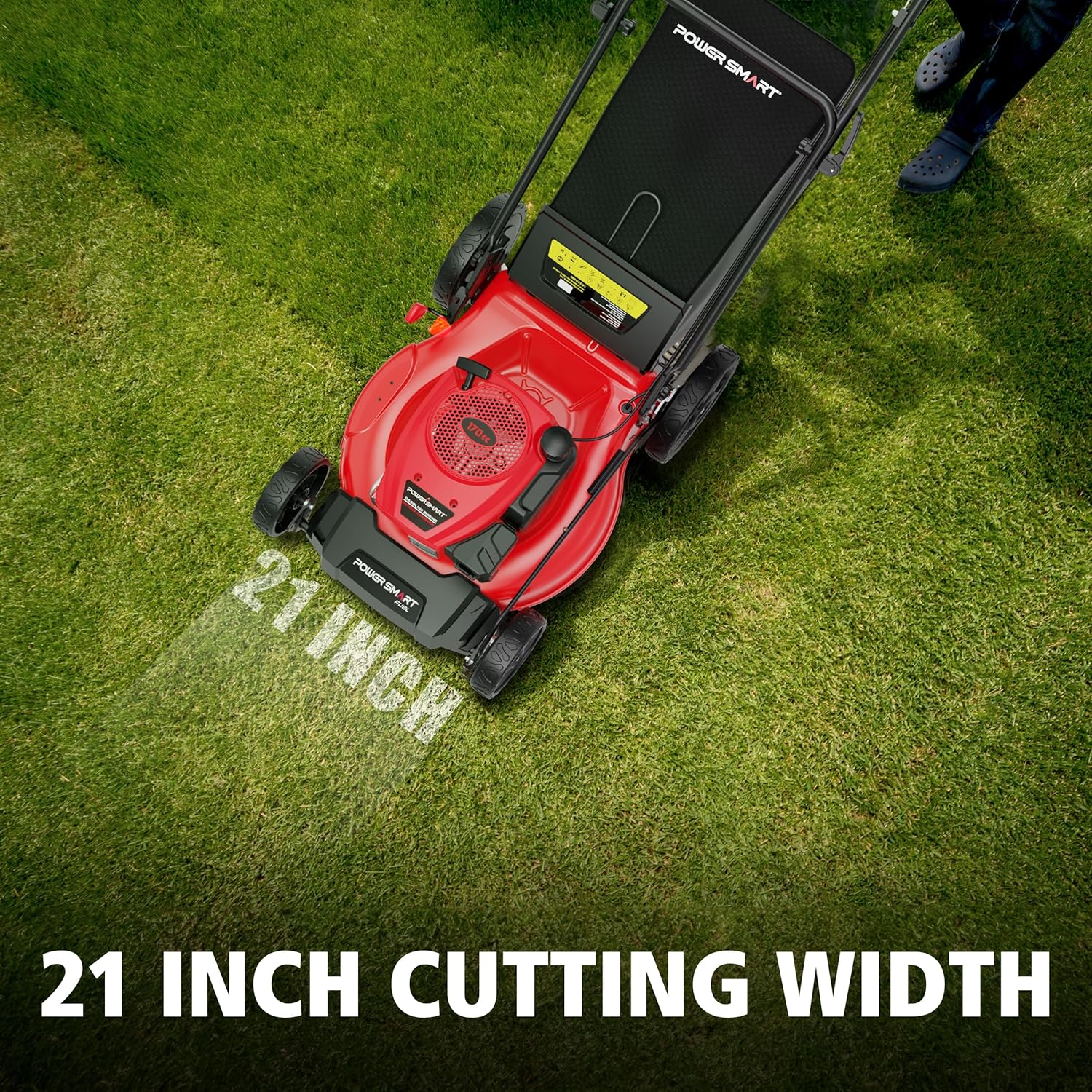 PowerSmart 21-Inch 3-in-1 Gas Self-Propelled Lawn Mower,170CC OHV Engine,Bagging/Mulching/Rear Discharging, 6 Cutting Heights, Durable Steel Deck, Rear-Wheel Drive, for Garden, Yard, - Image 2