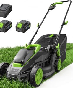 STEELITE 20V 13-Inch Electric Lawn Mower, Brushless Cordless Push Mower with 2 x 4.0Ah Batteries for Extended Runtime & Charger, 5-Position Height Adjustment - 1