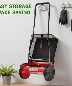 Alternative view of 16-Inch Cordless Push Reel Lawn Mower, 5-Blade Walk-Behind Manual Grass Cutter with Steel Frame, Adjustable Cutting Height, Soft Grip Handle & 7.9-Gallon Grass Catcher