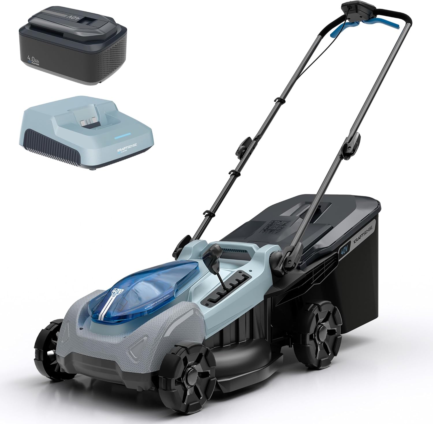 18-Inch Electric Lawn Mower, 40V Brushless Cordless Push Mower with 4.0Ah Battery & Charger, 2-in-1 Mulching-Bagging, 6-Position Height for Small to Medium Yards - 1