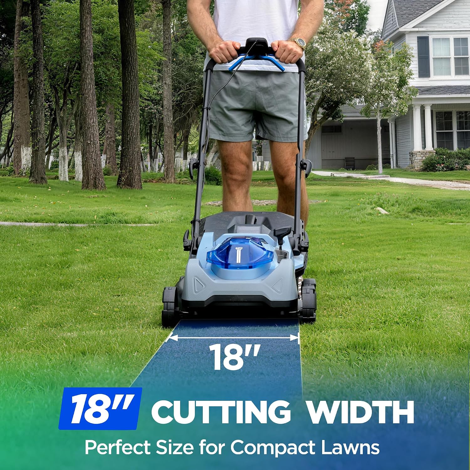 18-Inch Electric Lawn Mower, 40V Brushless Cordless Push Mower with 4.0Ah Battery & Charger, 2-in-1 Mulching/Bagging, 6-Position Height for Small to Medium Yards - Image 5