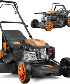 21” Self Propelled Lawn Mower Gas, 170CC 4-IN-1 Mulch-Rear Bag-Side Discharge-Rear Discharge, Walk-Behind Gas Lawnmower with 7-Position Cutting Height, Foldable Gas Powered Lawn Mowers - 1