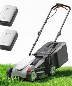 Litheli Cordless Lawn Mower 14 Inch, Brushless Battery Powered Push Mower with 2x5Ah Batteries, 5-Position Height Adjustment, 9-Gallon Bag, Lightweight Grass Cutter for Garden Yard Farm - 1