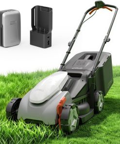 Litheli Cordless Lawn Mower 14 Inch, Brushless Motor Push Mower with Zero Maintenance, 5.0Ah Battery & Charger, Cuts up to 3000 Sq. Ft, 5-Position Height Adjustment (1-2.5 in), Lightweight Design - 1