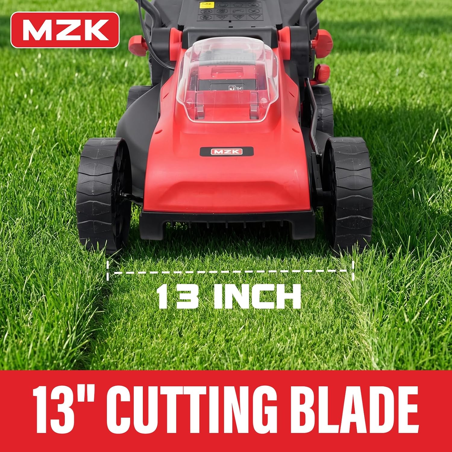 MZK 20V 11" Electric Mower, Lawn Mower with 6-Position Height Adjustment, Cordless Push Mower with Copper Motor, Black - Image 2