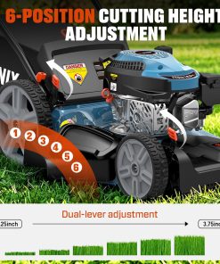 Alternative view of SENIX 21'' Self-Propelled Gas Lawn Mower (FWD), 170 cc 4-Cycle Engine 3.8 HP, 3-in-1 (Bagging/Mulching/Side Discharge), 6-Position Cutting Height Adjustment, 1.7 Bushels Grass Bag