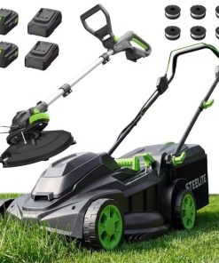 STEELITE 40V 17 Electric Lawn Mower & 12 String Trimmer Combo Set, Yard Care Kit with 2x4.0Ah Batteries & Dual Chargers - 1