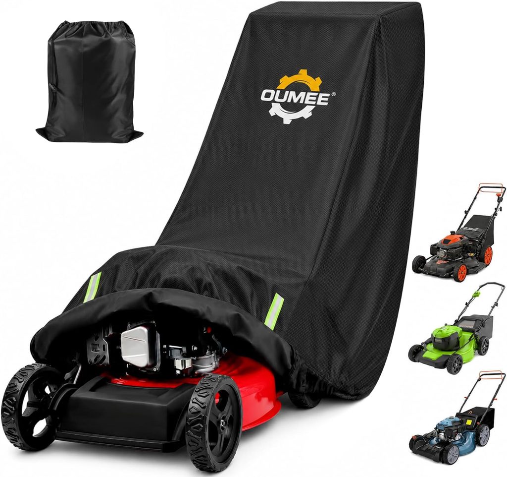 600D Oxford Cloth PU Coated Push Lawn Mower Cover for Outdoor Storage - 1