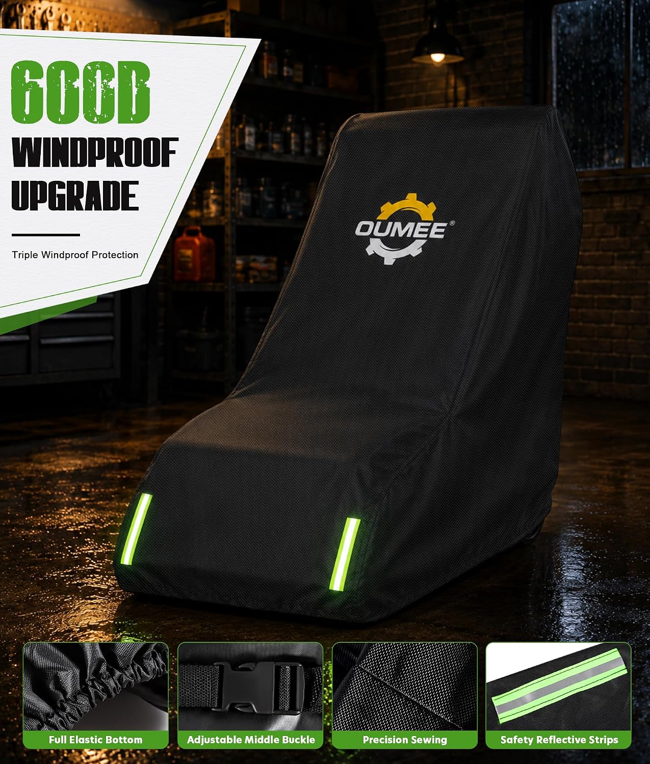 600D Oxford Cloth PU Coated Push Lawn Mower Cover for Outdoor Storage - Image 6
