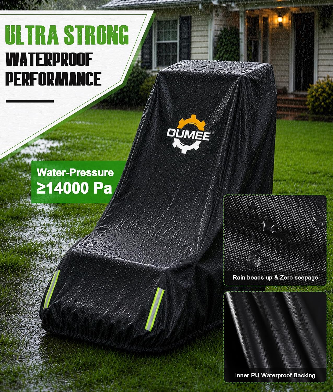 600D Oxford Cloth PU Coated Push Lawn Mower Cover for Outdoor Storage - Image 3