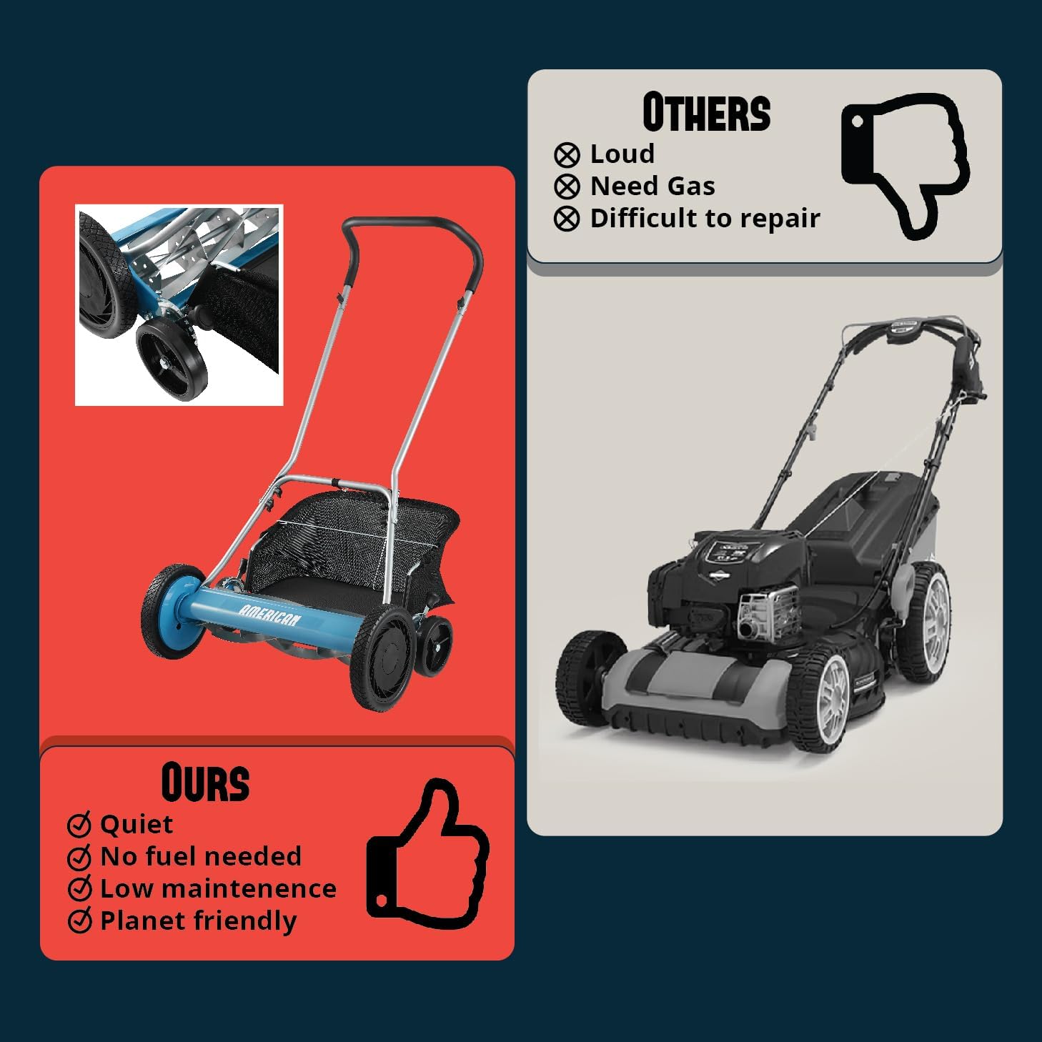 American Lawn Mower 2002-20 20" 5-Blade Reel Mower with Grass Catcher - Image 4