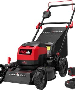 Electric Lawn Mower, PowerSmart 17 Inch Lawn Mower, 40V Cordless Mower with 4.0Ah Battery & Charge, Quiet, Lightweight, Foldable Handles