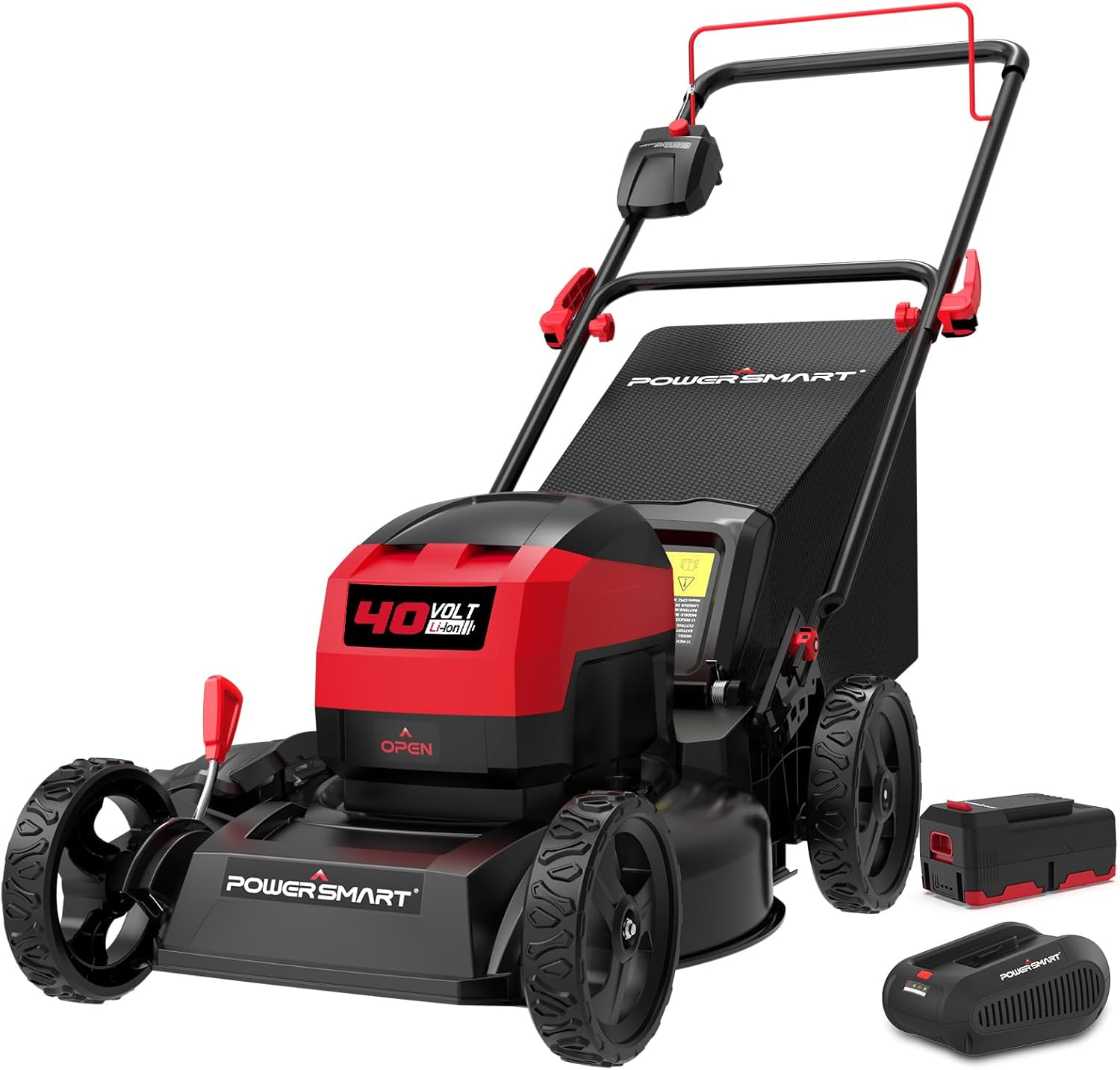 Electric Lawn Mower, PowerSmart 17 Inch Lawn Mower, 40V Cordless Mower with 4.0Ah Battery & Charge, Quiet, Lightweight, Foldable Handles - 1