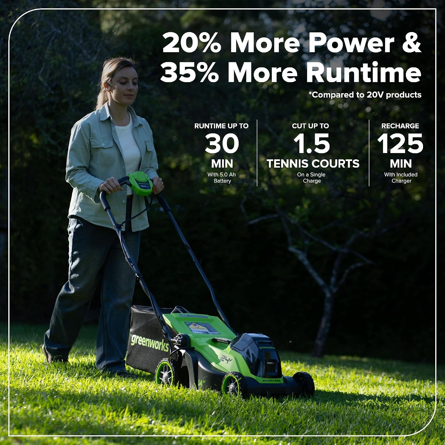 Greenworks 24V 14in Push Lawn Mower, 5.0 Ah Battery and Charger - Image 12