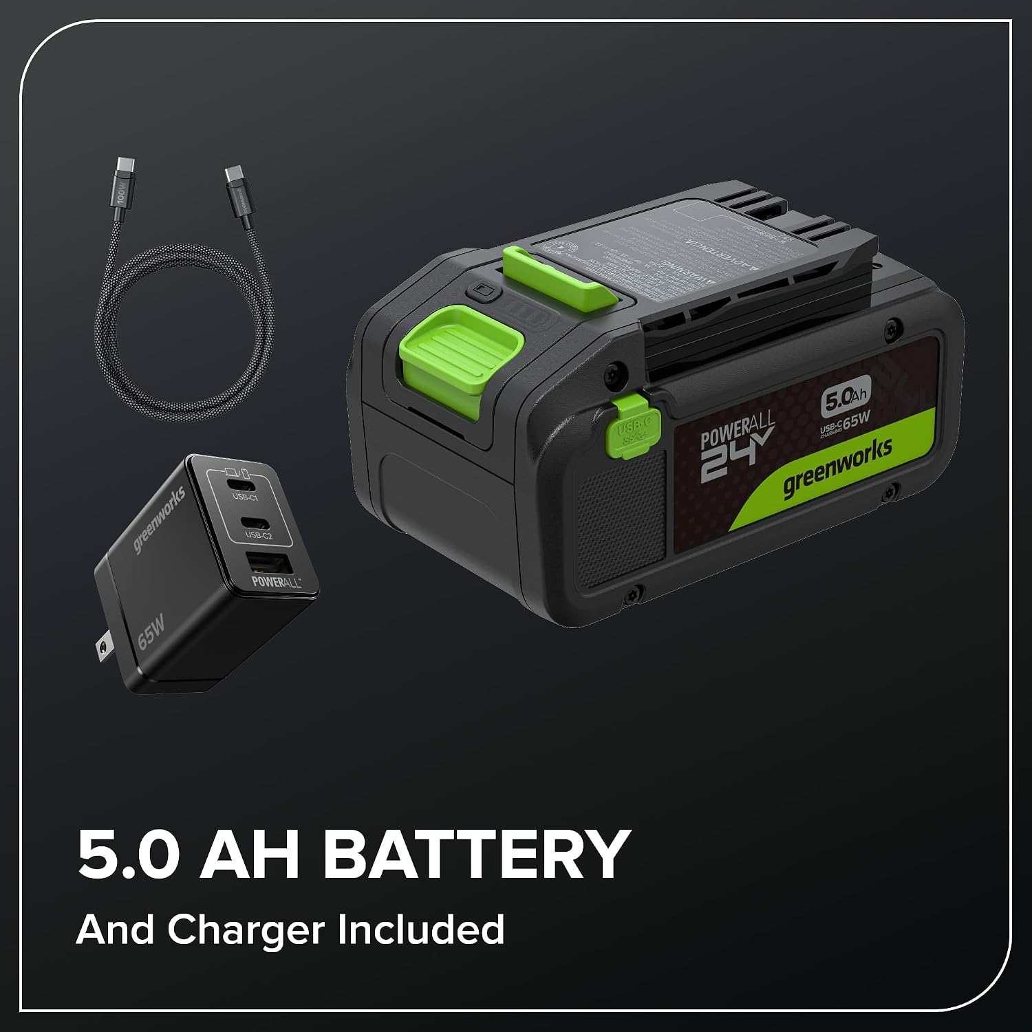Greenworks 24V 14in Push Lawn Mower, 5.0 Ah Battery and Charger - Image 6