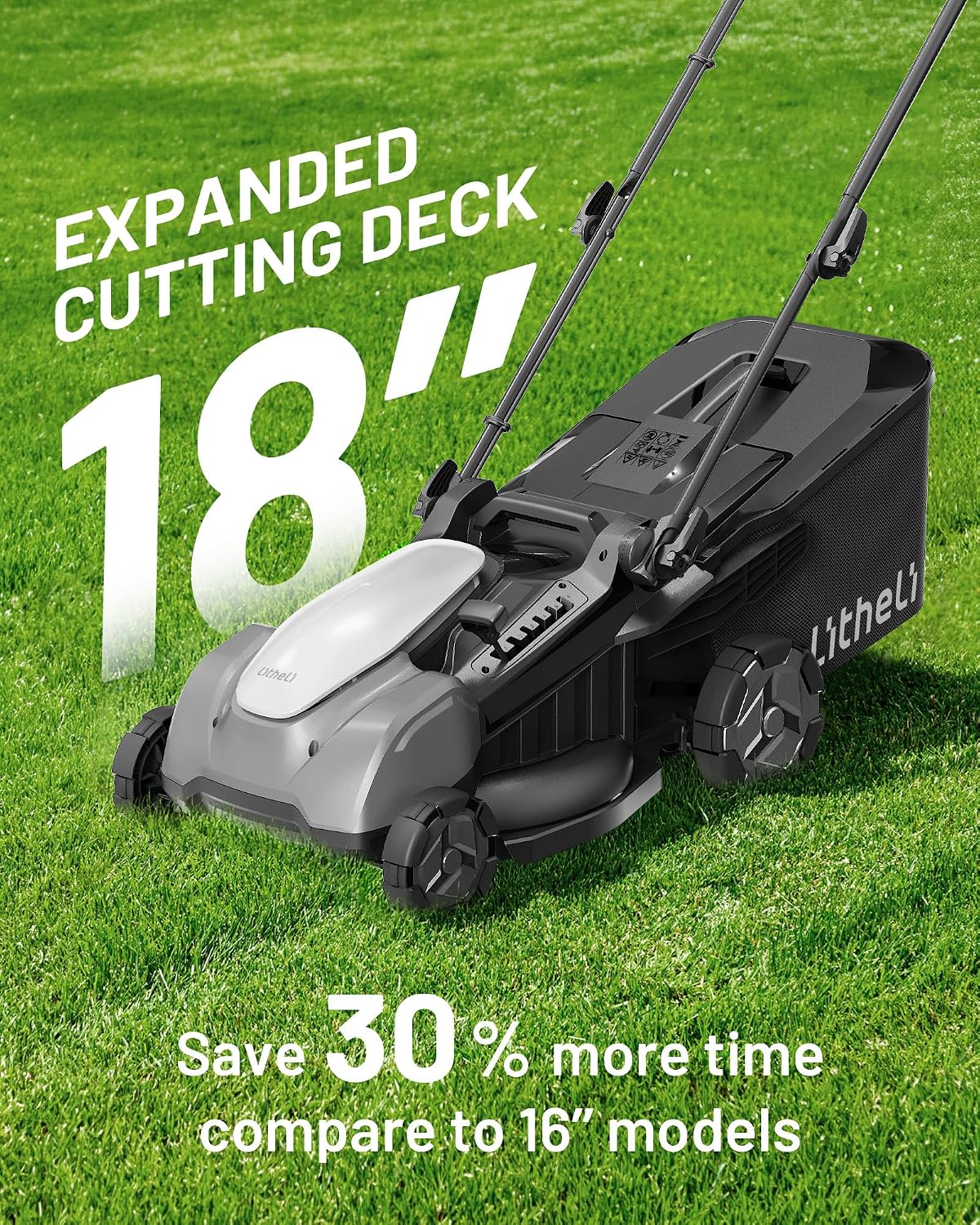 Litheli 18" (Push) Lawn Mower Electric, 2 x 8.0Ah, Battery Powered Mower - Image 8