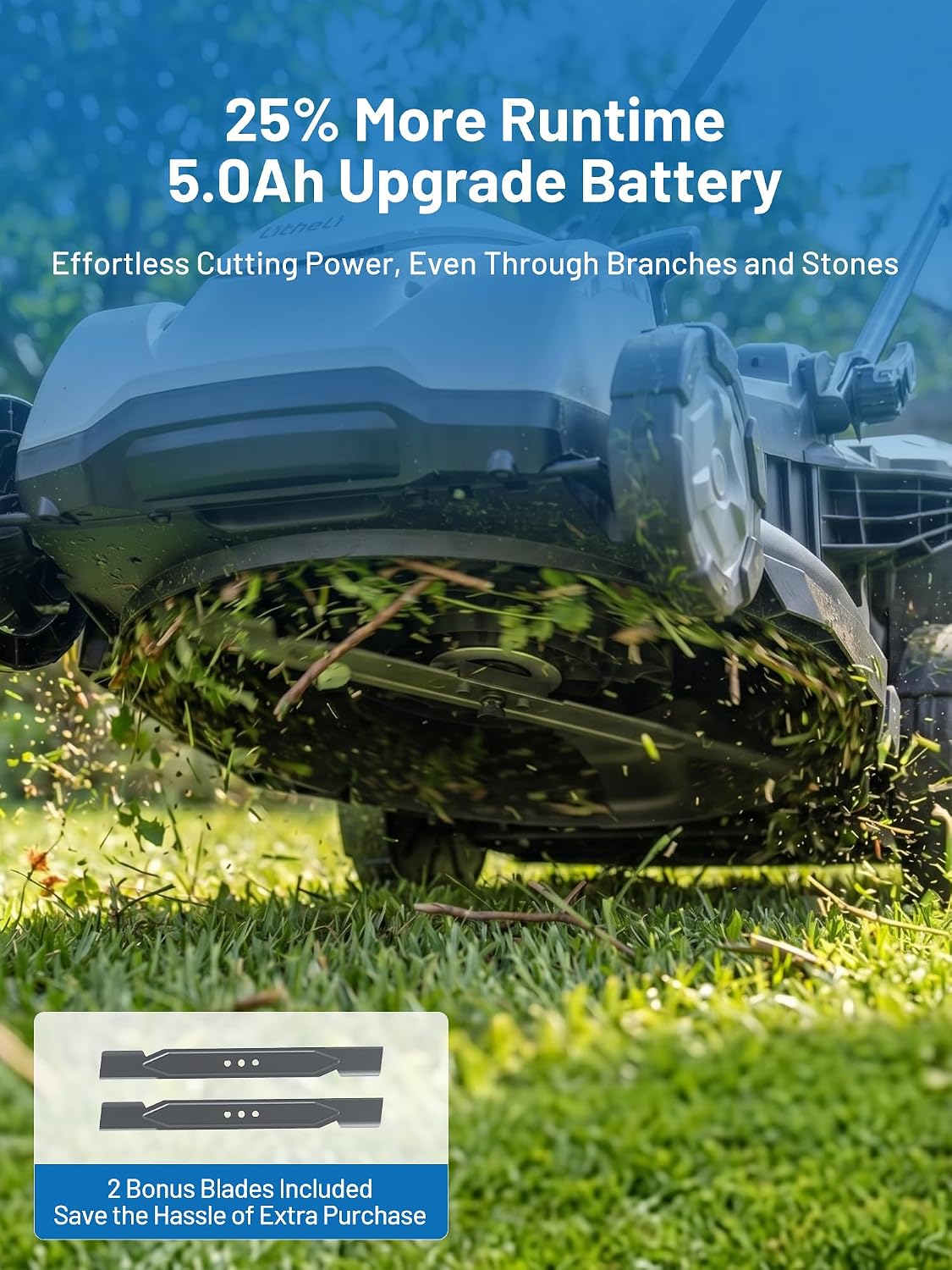 Litheli 18" (Push) Lawn Mower Electric, 2 x 8.0Ah, Battery Powered Mower - Image 5