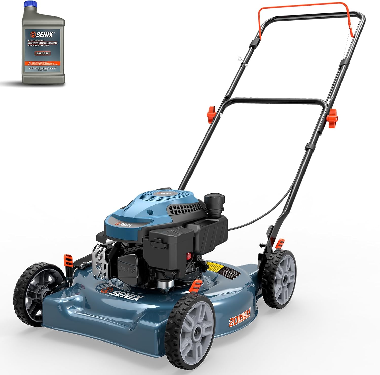 SENIX 20 inch Gas Push Lawn Mower, 144 cc 4-Cycle Mower, Mulch & Discharge - 1