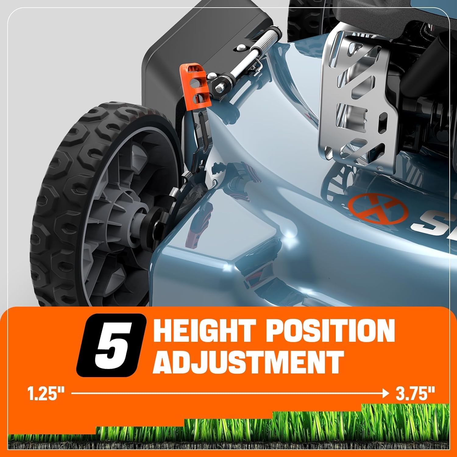 SENIX 20 inch Gas Push Lawn Mower, 144 cc 4-Cycle Mower, Mulch & Discharge - Image 7