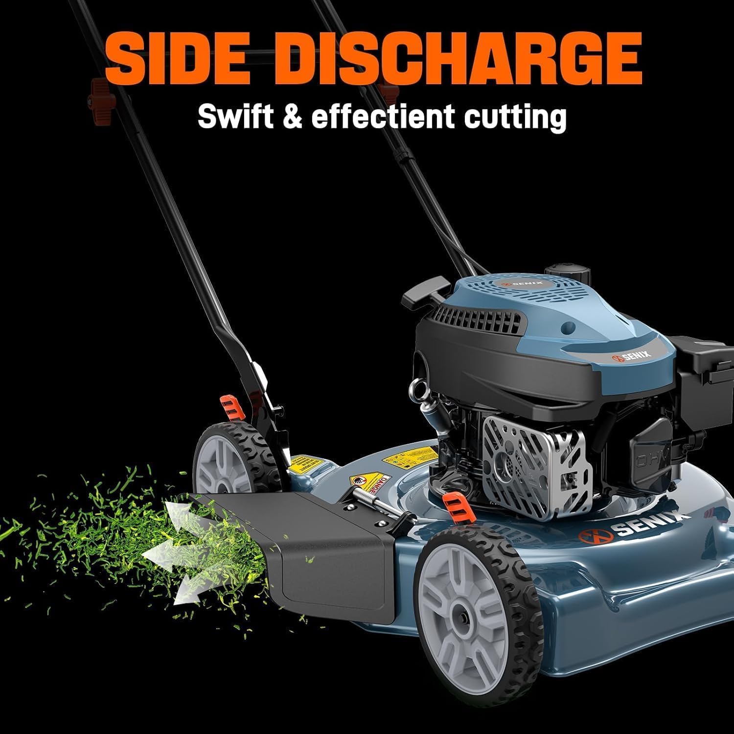 SENIX 20 inch Gas Push Lawn Mower, 144 cc 4-Cycle Mower, Mulch & Discharge - Image 6