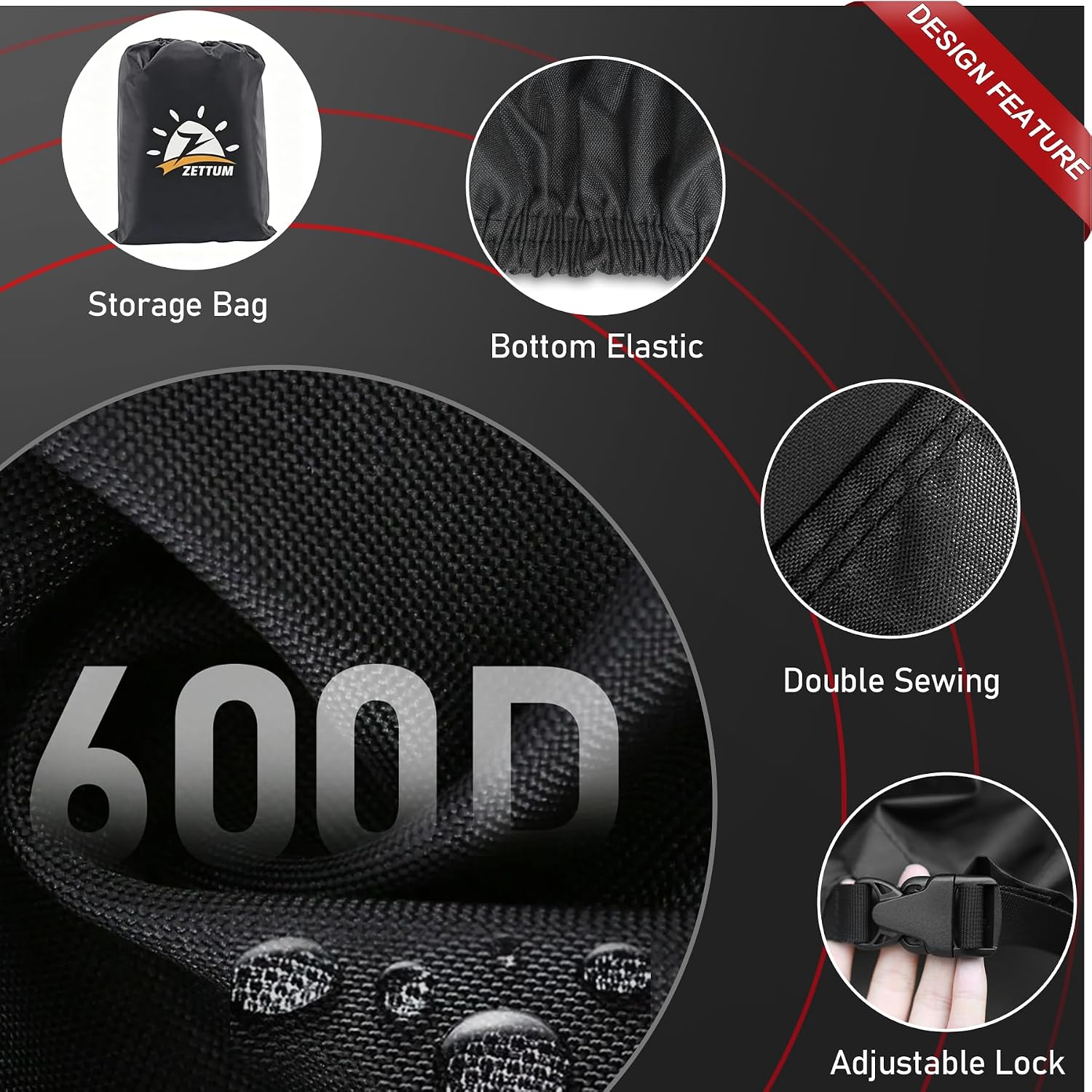 Zettum Push Lawn Mower Cover - 600D Lawnmower Covers Waterproof Heavy Duty, Outdoor Walk-Behind Mower Cover Universal with Storage Bag for EGO, Craftsman, Greenworks, Honda, Husqvarna and More - Image 6