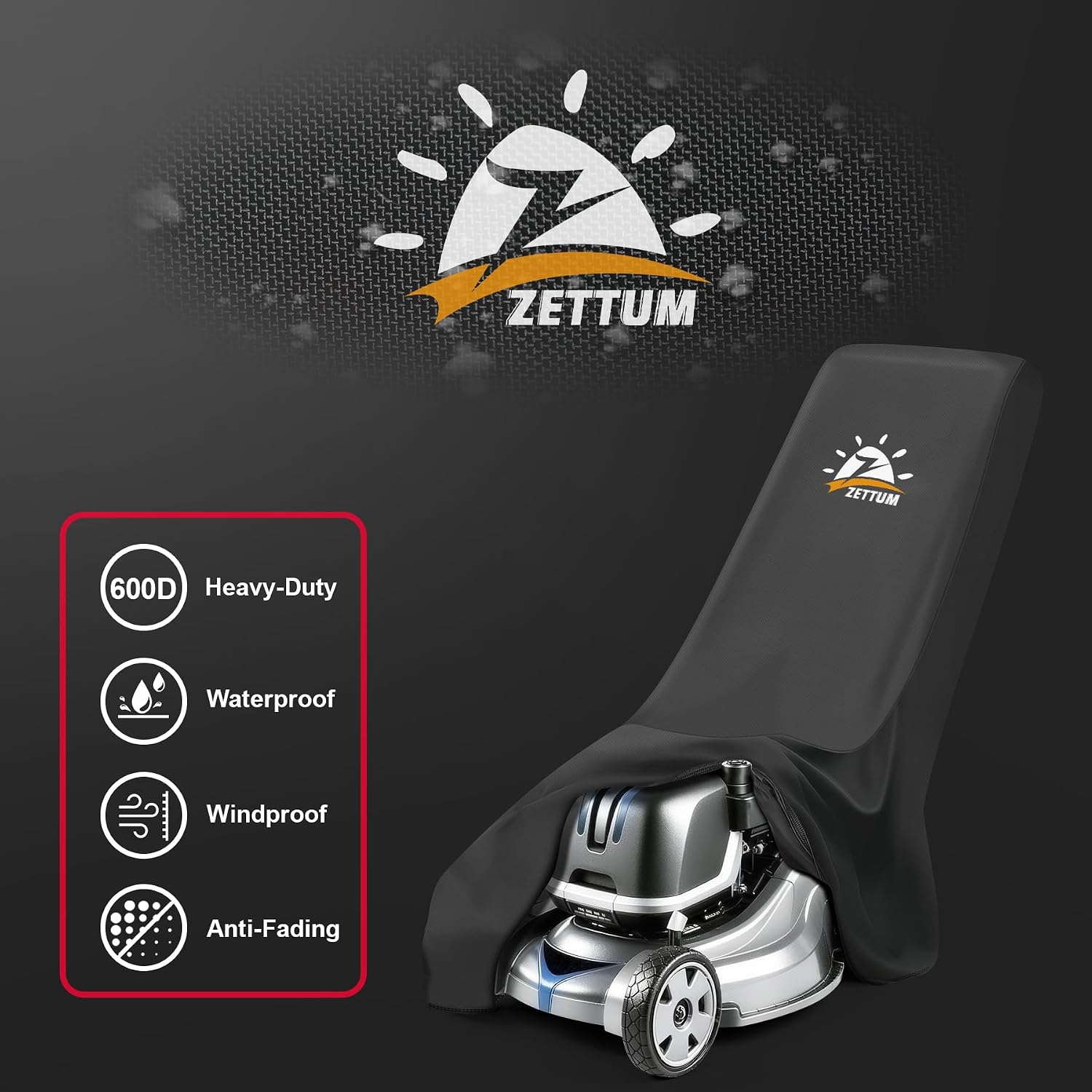 Zettum Push Lawn Mower Cover - 600D Lawnmower Covers Waterproof Heavy Duty, Outdoor Walk-Behind Mower Cover Universal with Storage Bag for EGO, Craftsman, Greenworks, Honda, Husqvarna and More - Image 5
