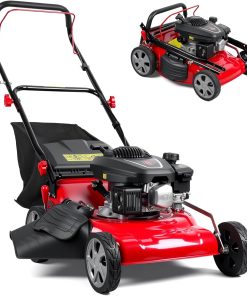 131cc Walk-Behind Gas Lawn Mower, 3 in 1 Push Lawn Mower with 50L Grass Bag