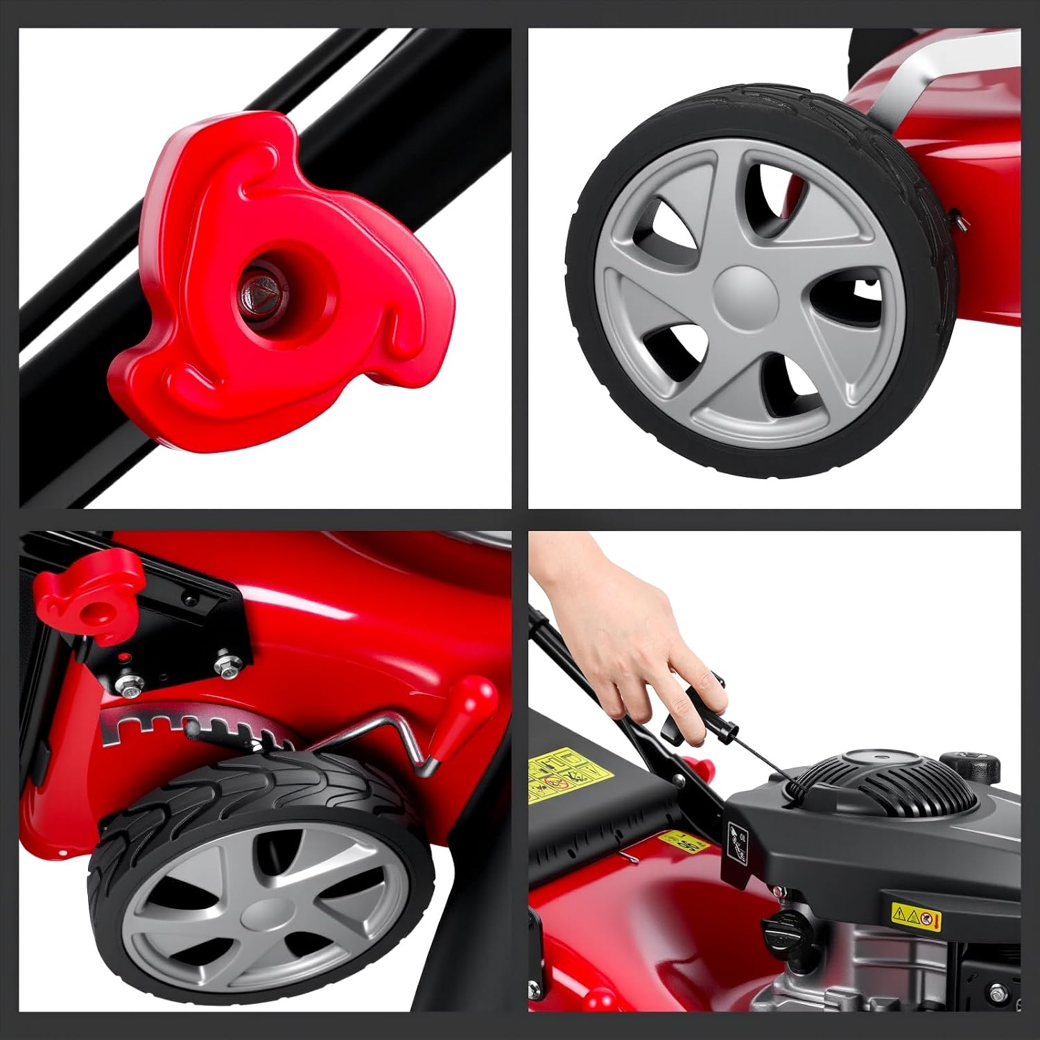 131cc Walk-Behind Gas Lawn Mower, 3 in 1 Push Lawn Mower with 50L Grass Bag - Image 3