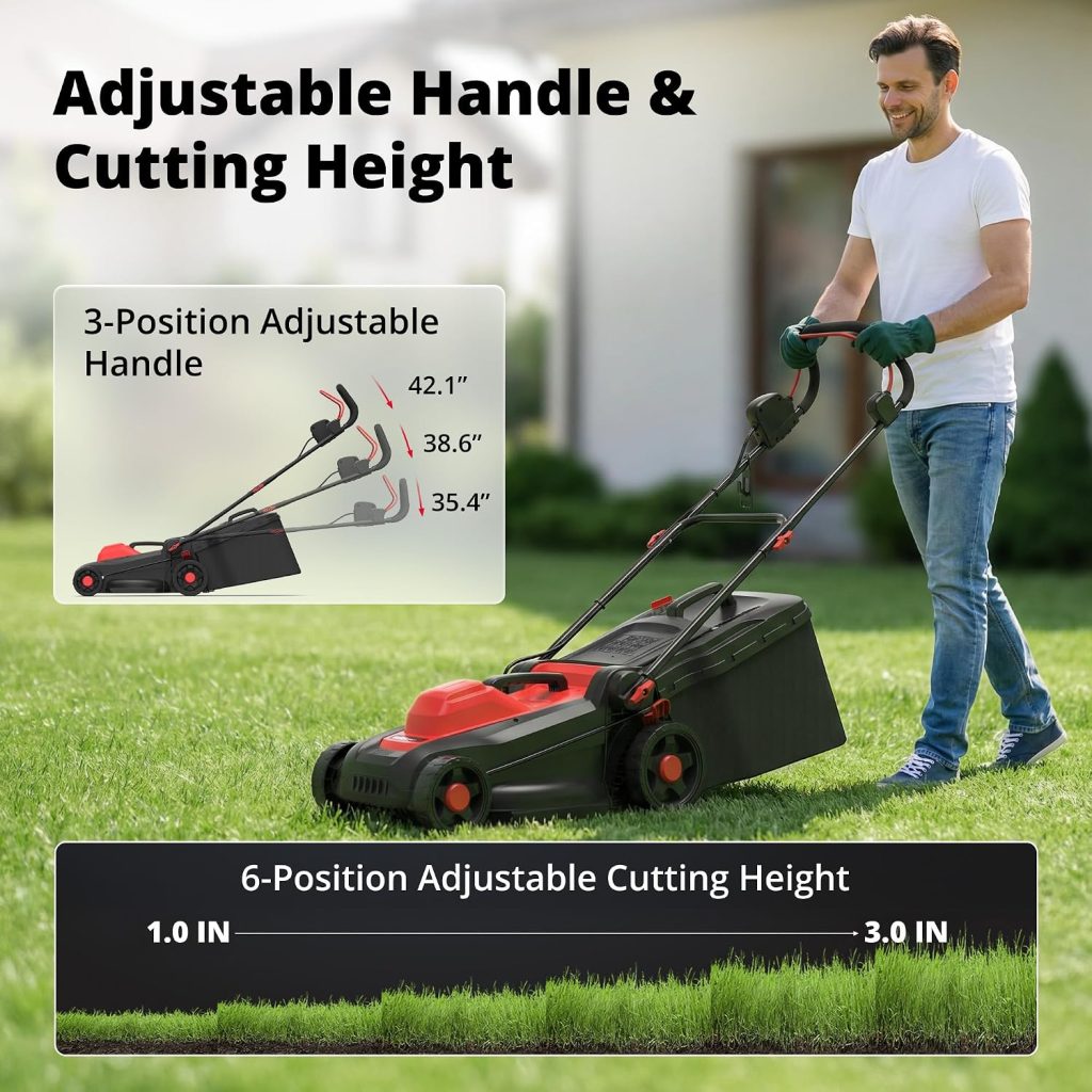 AMERISUN 14-Inch Electric Lawn Mower, 12.5 Amp 1500W Corded Push Mower