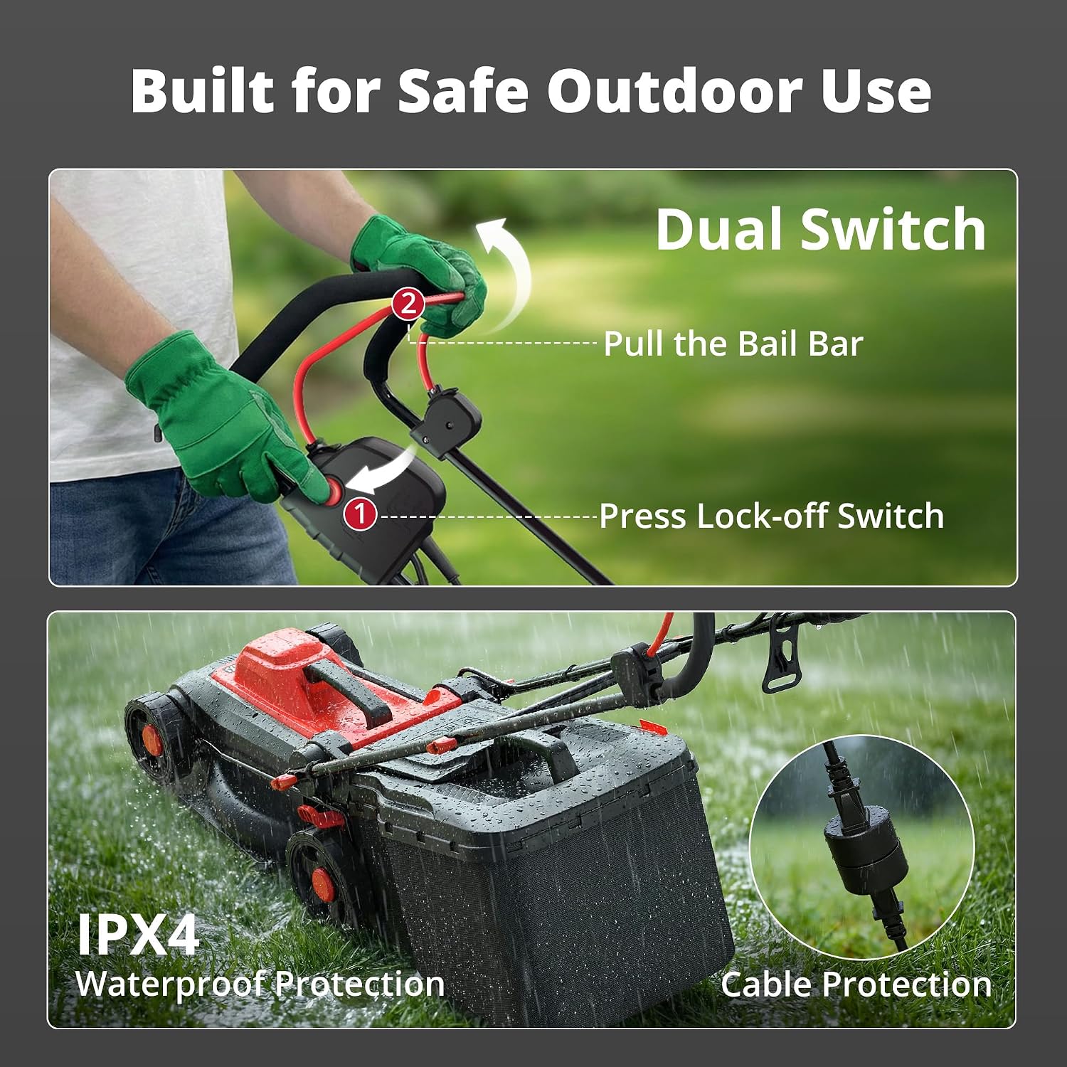 AMERISUN 14-Inch Electric Lawn Mower, 12.5 Amp 1500W Corded Push Mower - Image 3