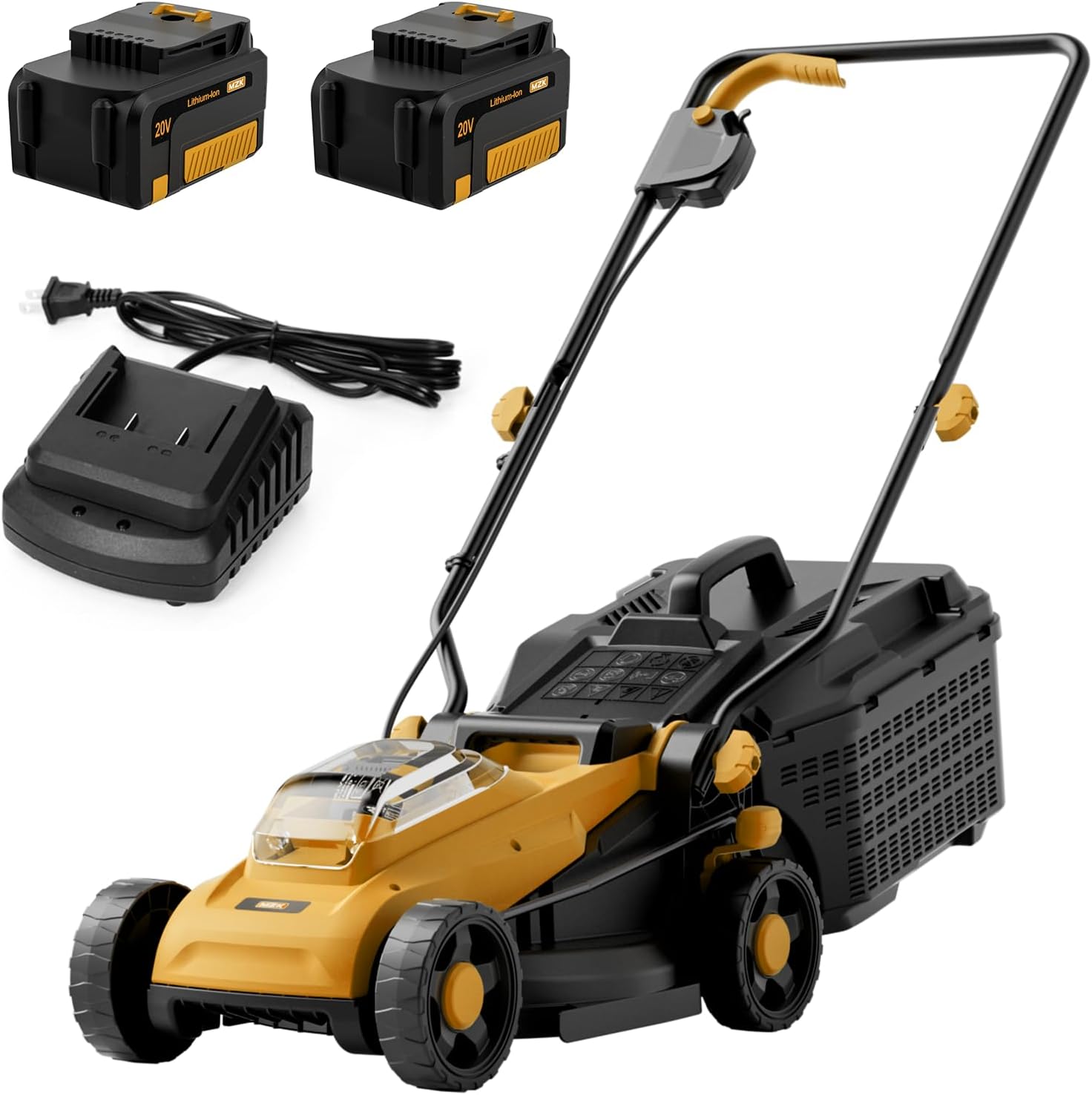 Brushless and Electric Lawn Mower with Grass Bag and Batteries