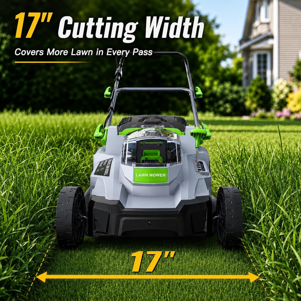 Cordless Lawn Mower, 17 in Walk Behind Lawn Mower for Yard & Garden - Image 7
