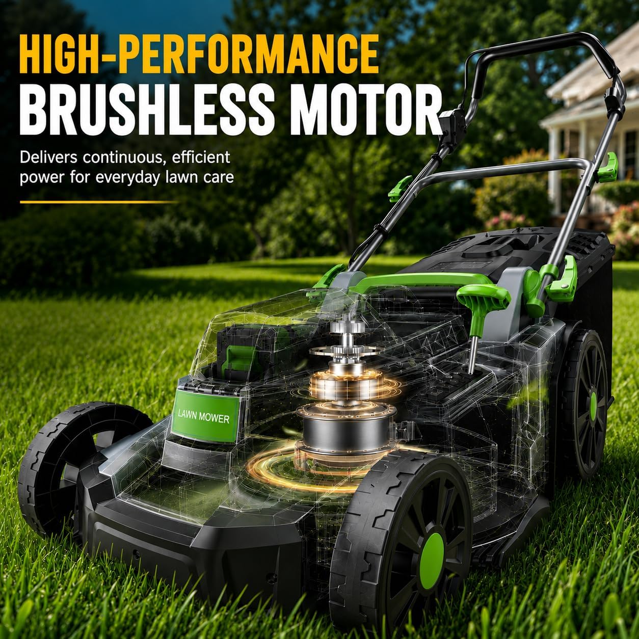 Cordless Lawn Mower, 17 in Walk Behind Lawn Mower for Yard & Garden - Image 4