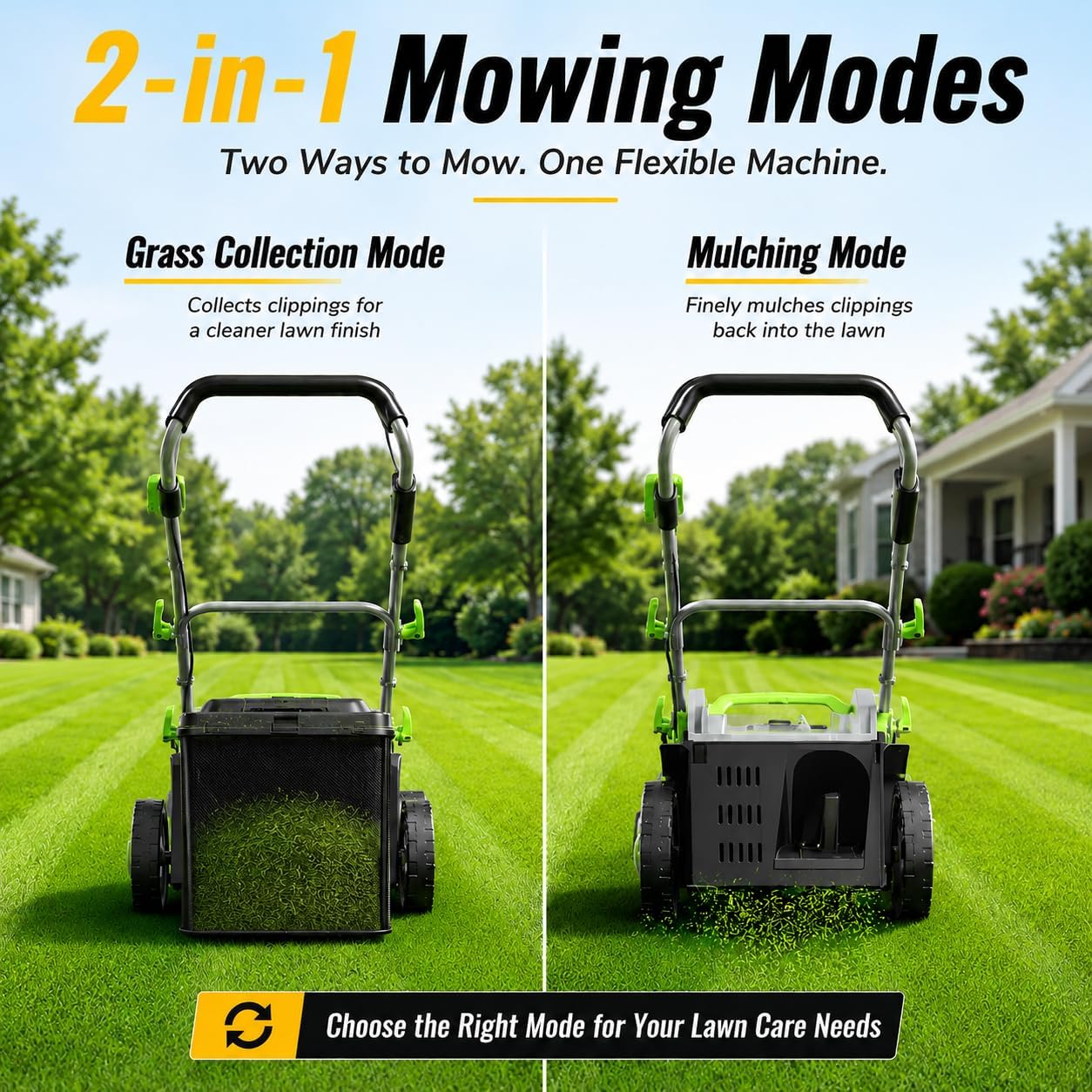 Cordless Lawn Mower, 17 in Walk Behind Lawn Mower for Yard & Garden - Image 2