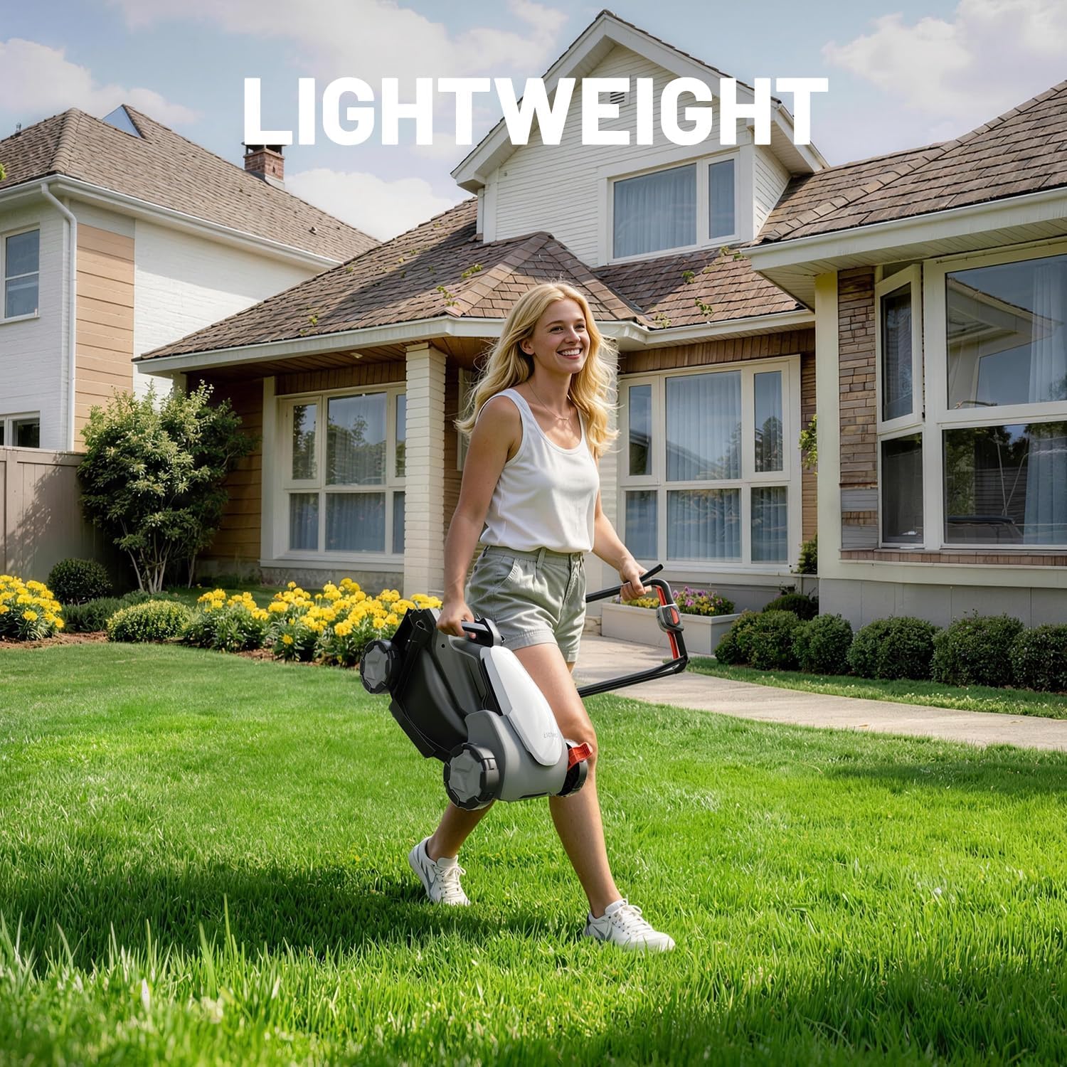 Litheli 14 Inch Cordless Lawn Mower, Brushless Electric Push Mower with 2x5.0Ah Batteries, 5-Position Height Adjustment, 9-Gallon Grass Catcher for Garden Yard Farm - Image 4