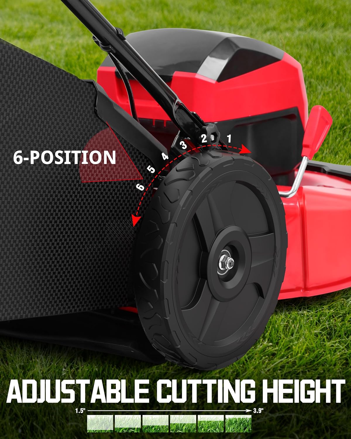 PowerSmart 40V 21" Cordless Lawn Mower, Up to 1/4 Acre, 2 x 40V 4.0Ah Batteries and a Charger Included, 6-Position Height Adjustment - Image 4