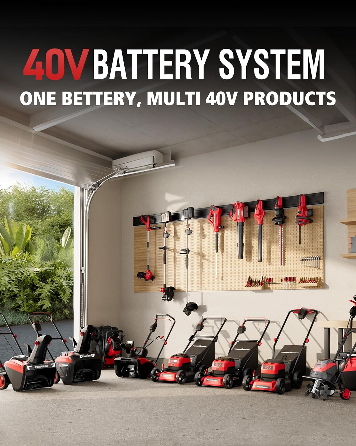 PowerSmart 40V 21" Cordless Lawn Mower, Up to 1/4 Acre, 2 x 40V 4.0Ah Batteries and a Charger Included, 6-Position Height Adjustment - Image 2
