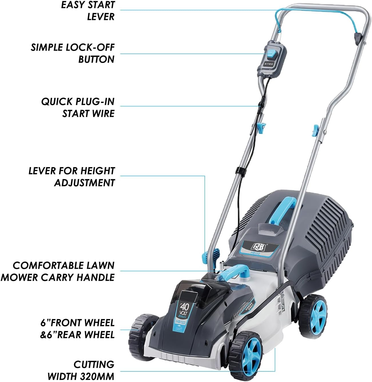 RB 40V 13" Brushless Cordless Lawn Mower with 4Ah Battery & Fast Charger - Image 9