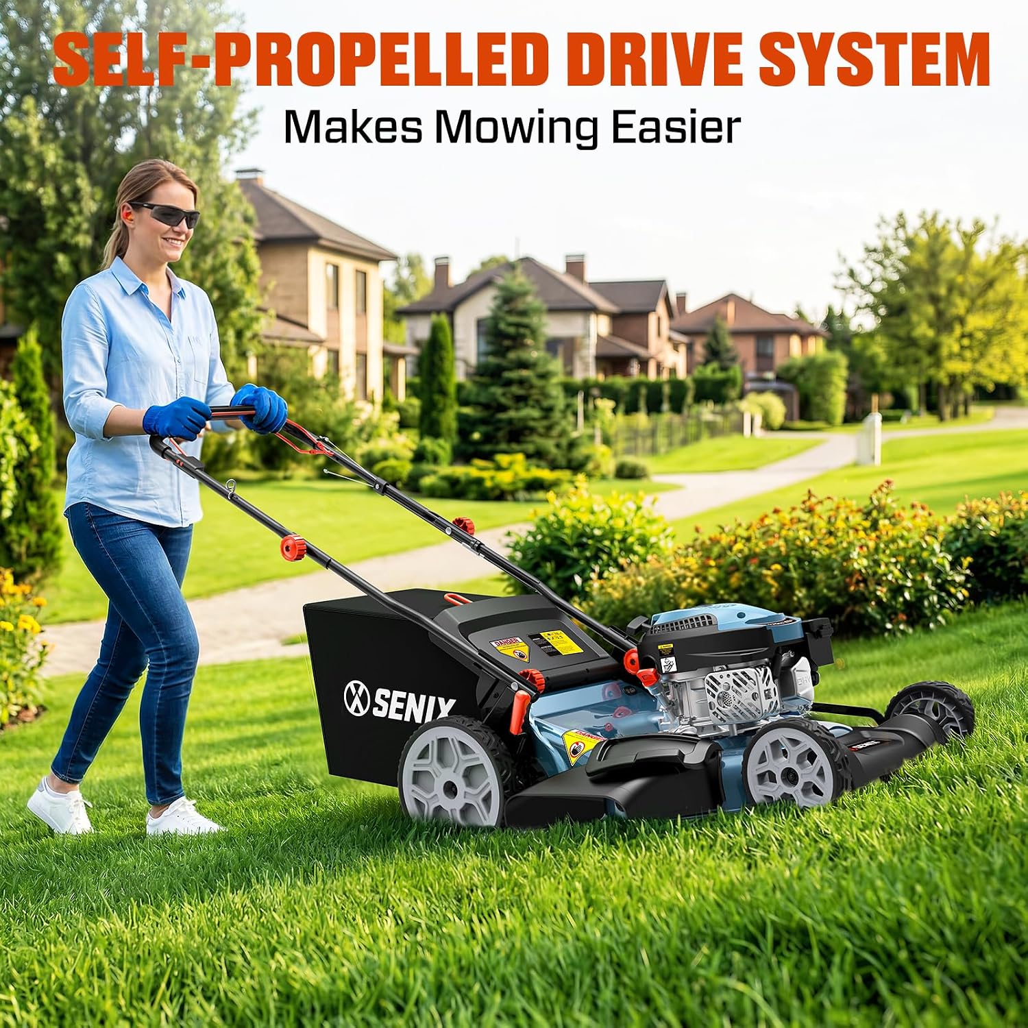 SENIX 201cc 22" 3-in-1 Single Speed Self Propelled Gas Lawn Mower - Image 6
