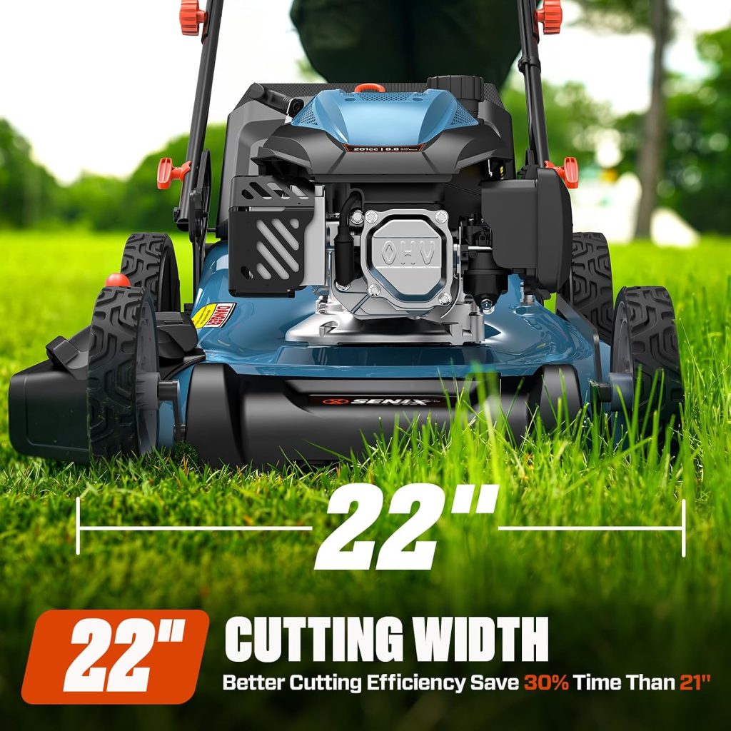 SENIX 201cc 22" 3-in-1 Single Speed Self Propelled Gas Lawn Mower