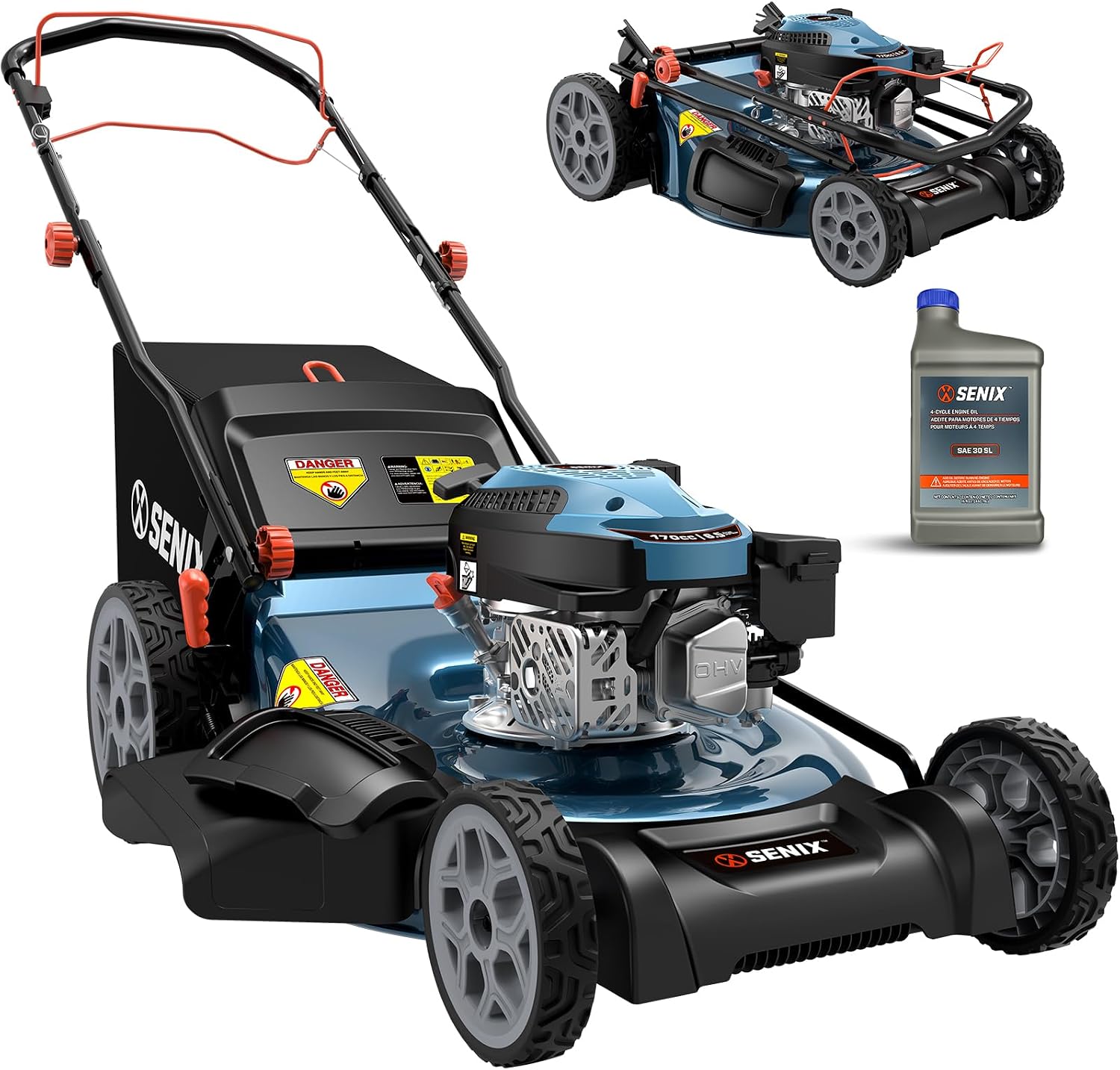 SENIX 22'' Self Propelled Gas Lawn Mower, 170cc Gas Lawnmower,Easy Start - 1