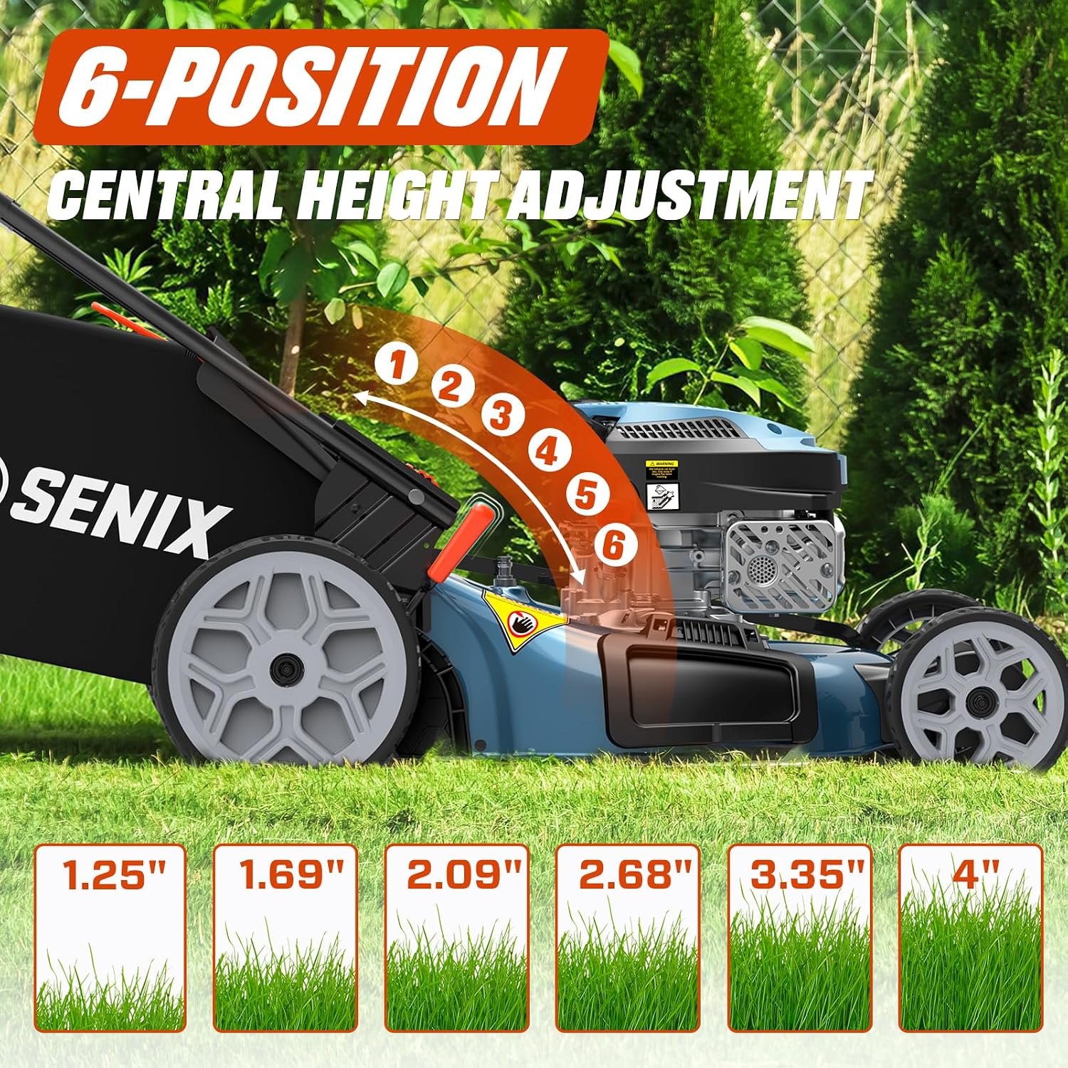 SENIX 22'' Self Propelled Gas Lawn Mower, 170cc Gas Lawnmower,Easy Start - Image 7