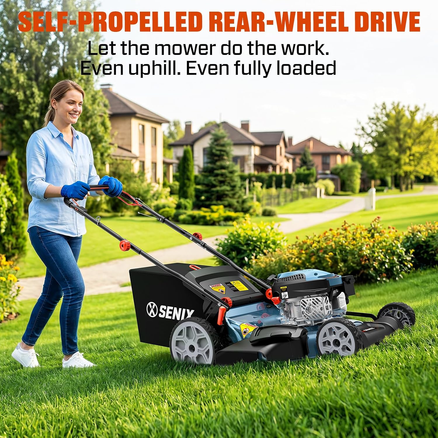 SENIX 22'' Self Propelled Gas Lawn Mower, 170cc Gas Lawnmower,Easy Start - Image 5