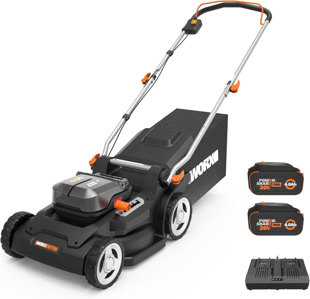 Worx Cordless Lawn Mower, 40V 17 2-in-1 Grass Mower for 1-4 Acre, WG745 - 1