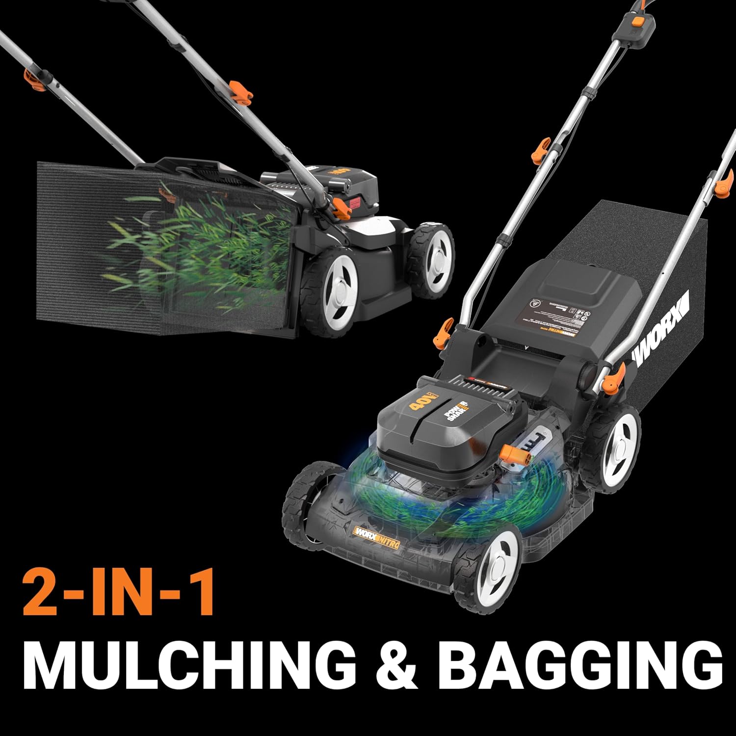 Worx Cordless Lawn Mower, 40V 17" 2-in-1 Grass Mower for 1/4 Acre, WG745 - Image 7