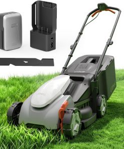 Litheli 14 Inch Cordless Lawn Mower, Lightweight Push Mower with 5.0Ah Battery and Smart Charger, Brushless Motor Lawnmower, 5-Position Height Adjustment (1-2.5 in) for up to 3000 Sq. Ft