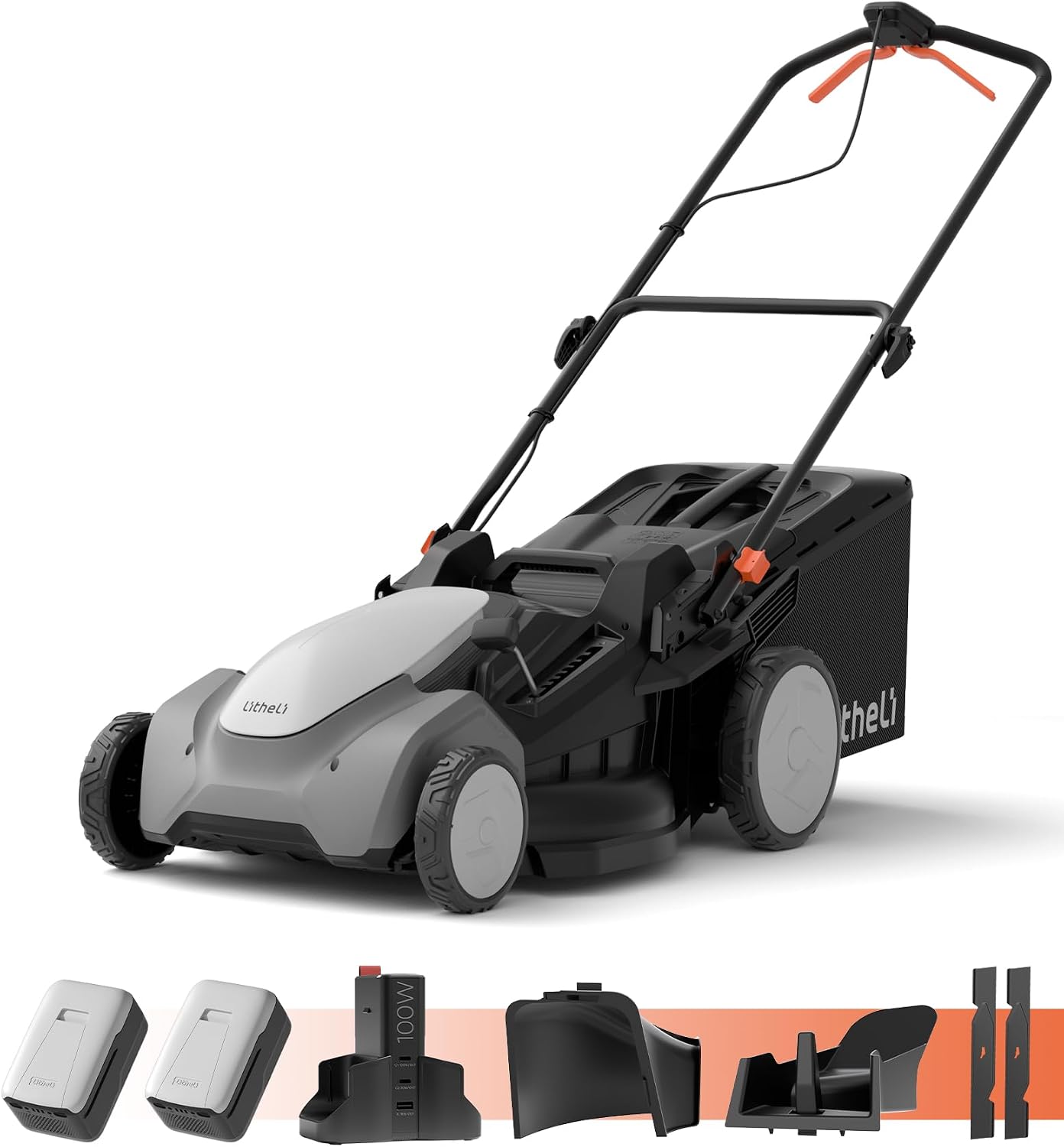 Litheli 21 Cordless Lawn Mower, 2 x 8.0Ah Battery Powered Lawn Mower - 1