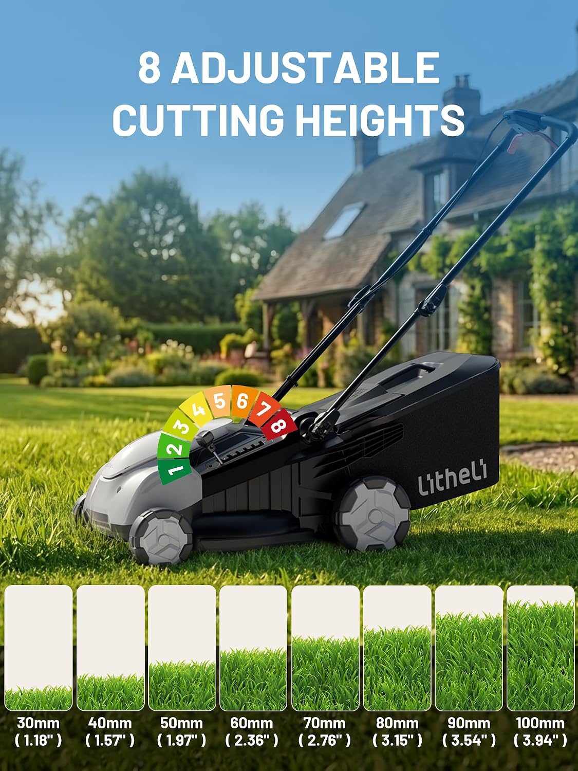 Litheli 21" Cordless Lawn Mower, 2 x 8.0Ah Battery Powered Lawn Mower - Image 4