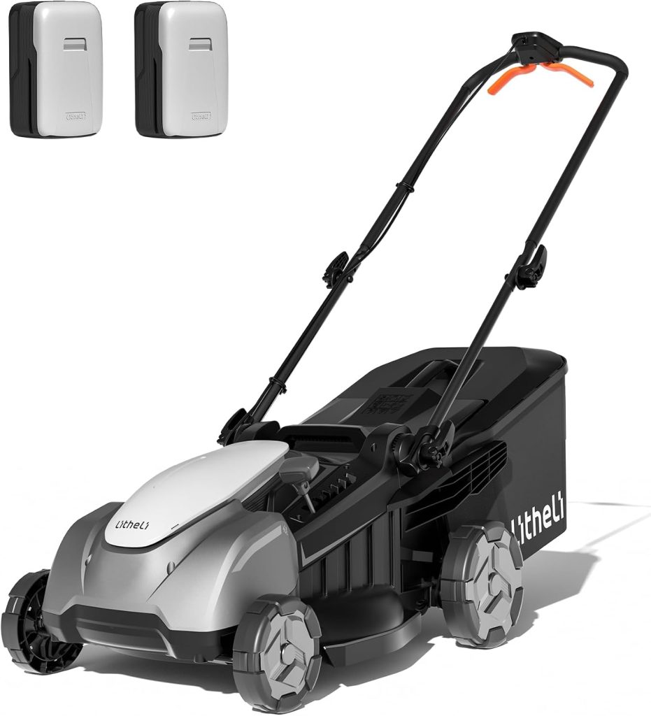 Litheli 40V 18" Cordless Lawn Mower, Brushless Motor, Electric Mower Battery Powered(2 x 5.0Ah Batteries), 2-in-1 Mulching & Bagging, for Small to Medium Yards